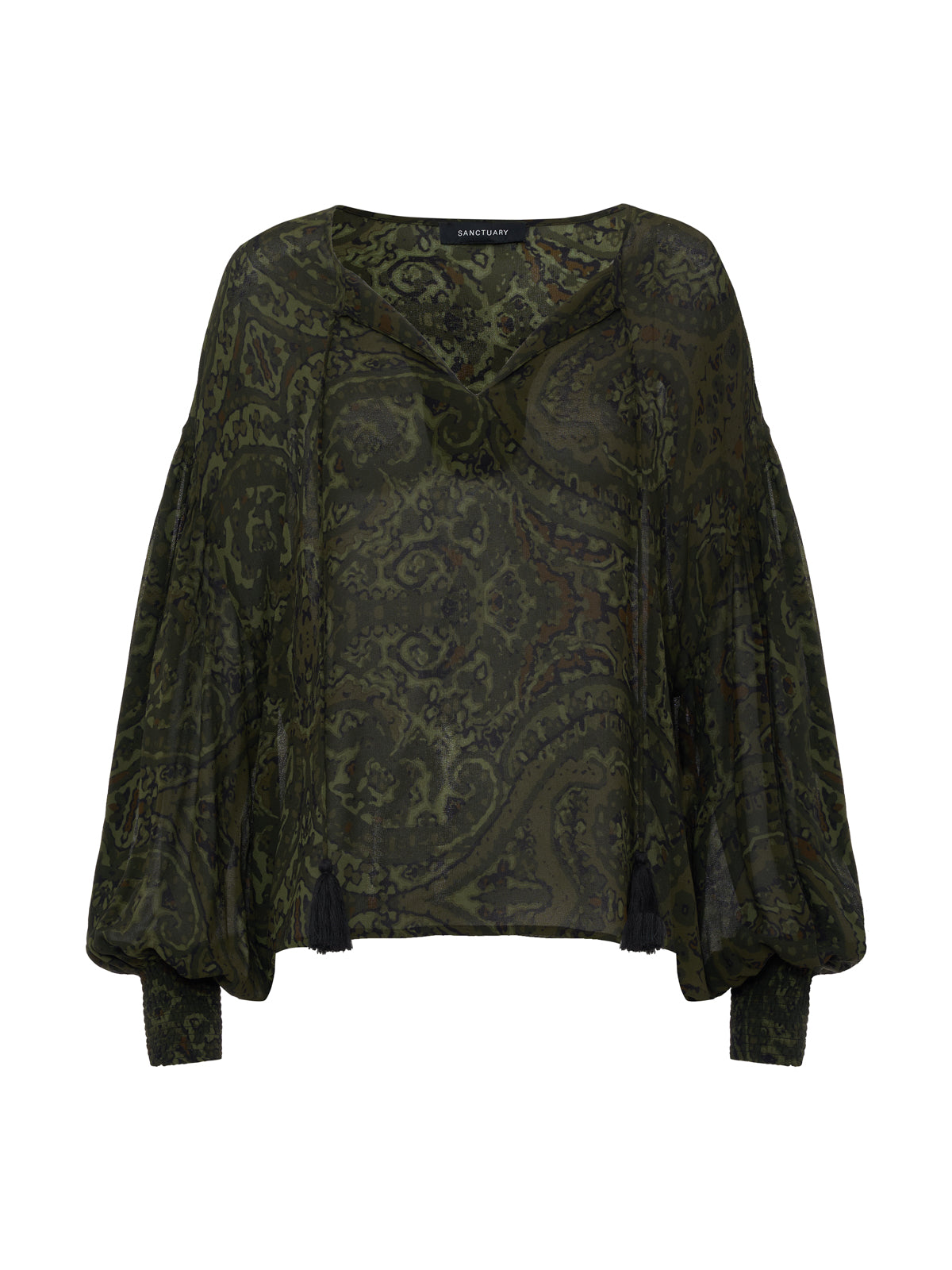 THE MOMENT VOLUME BLOUSE MIDNIGHT MOSS - Sanctuary Clothing