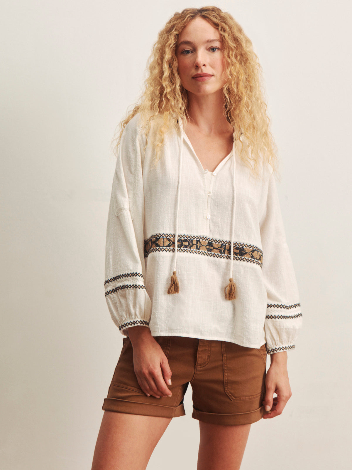 RETREAT EMBROIDERED BLOUSE CHALK - Sanctuary Clothing