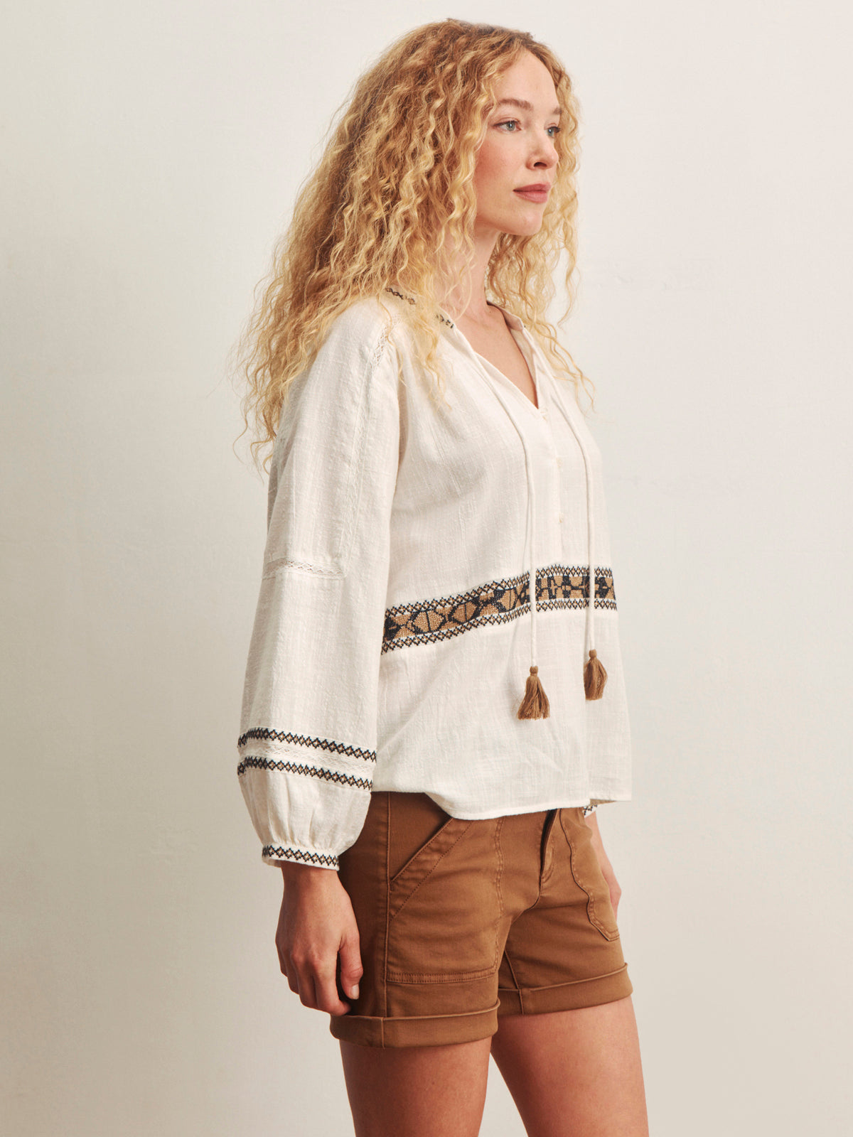 RETREAT EMBROIDERED BLOUSE CHALK - Sanctuary Clothing