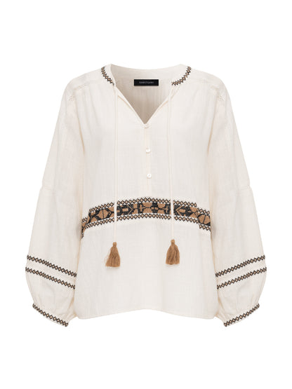 RETREAT EMBROIDERED BLOUSE CHALK - Sanctuary Clothing