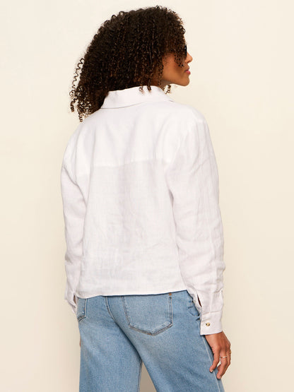 MORE LOVE LINEN TIE TOP WHITE - Sanctuary Clothing