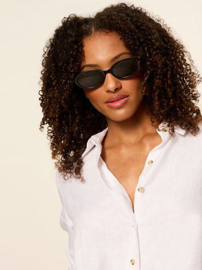 MORE LOVE LINEN TIE TOP WHITE - Sanctuary Clothing