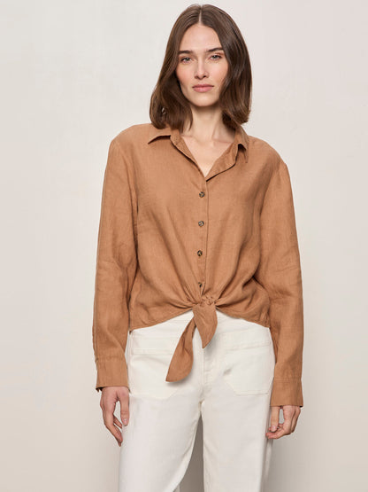 MORE LOVE LINEN TIE TOP TOASTED COCONUT - Sanctuary Clothing
