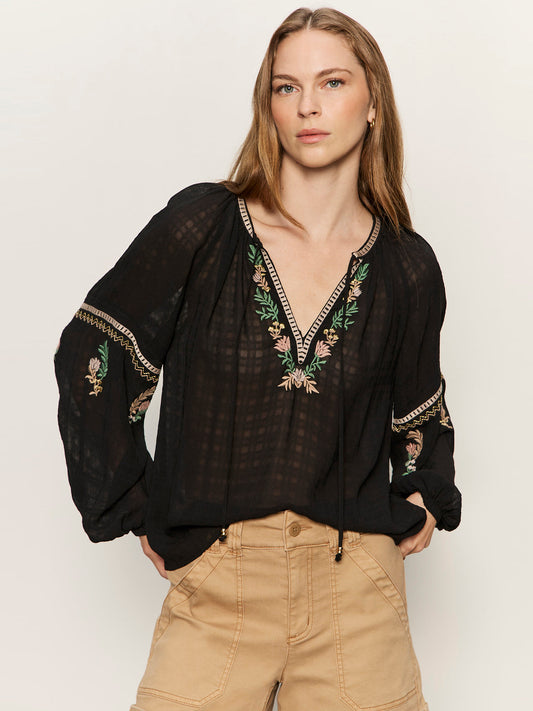 RAYE EMBROIDERED BLOUSE BLACK - Sanctuary Clothing