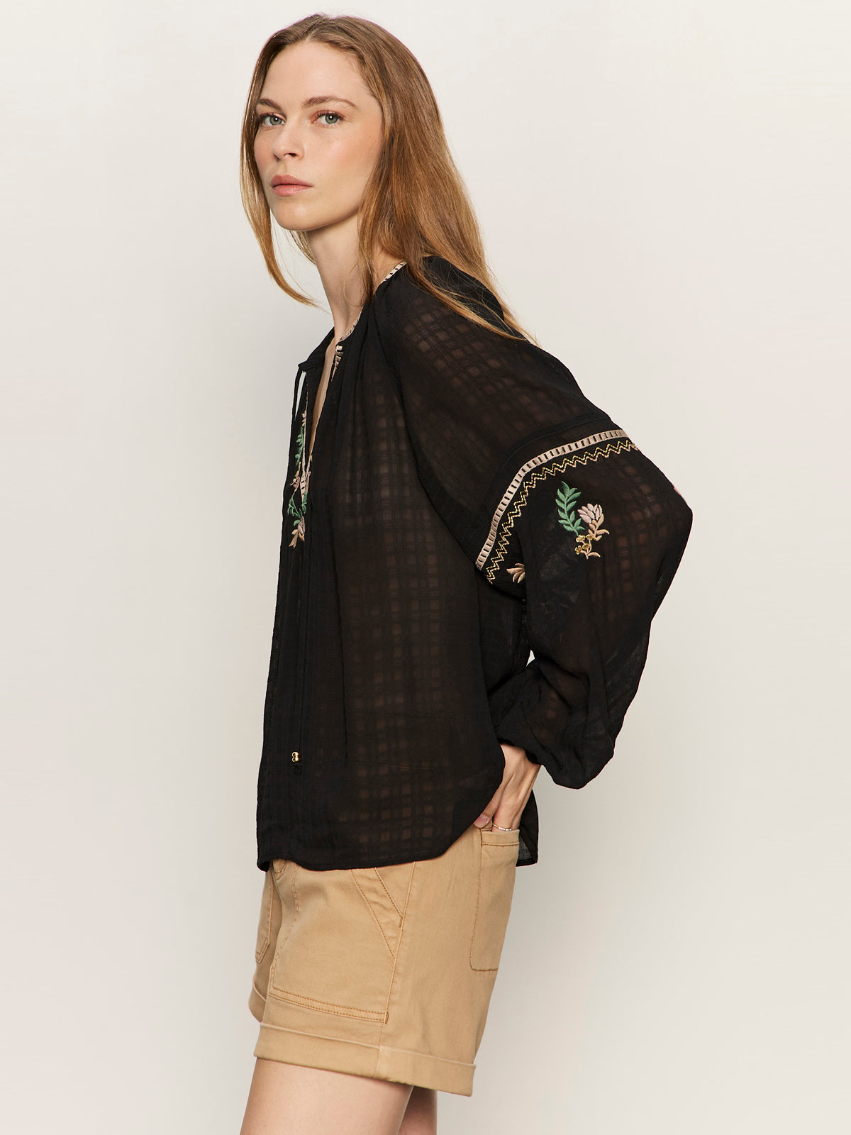 RAYE EMBROIDERED BLOUSE BLACK - Sanctuary Clothing