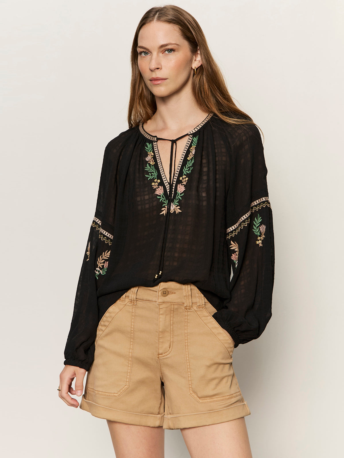 RAYE EMBROIDERED BLOUSE BLACK - Sanctuary Clothing