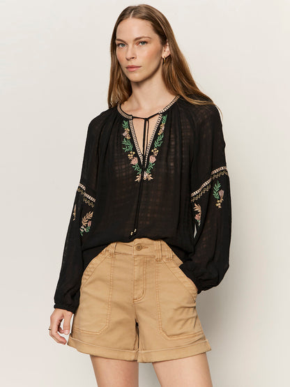RAYE EMBROIDERED BLOUSE BLACK - Sanctuary Clothing