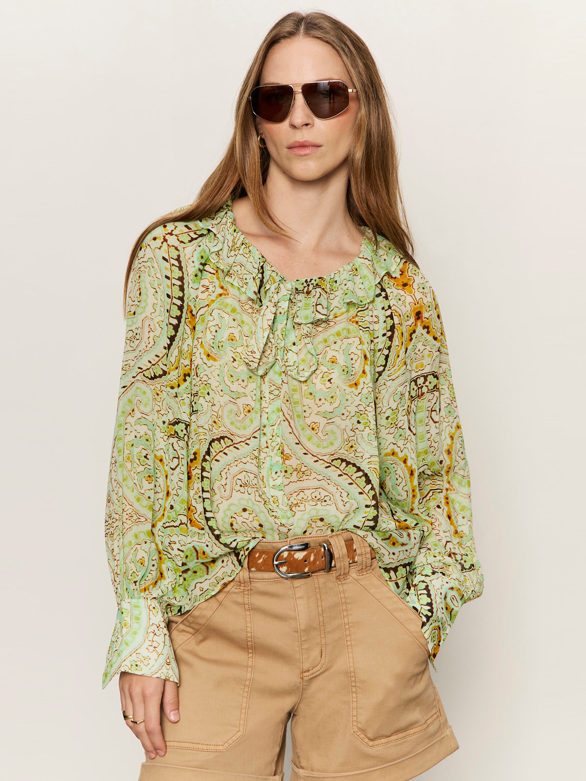 SHEER ELEGANCE VOLUME BLOUSE VERDE BOHEME - Sanctuary Clothing