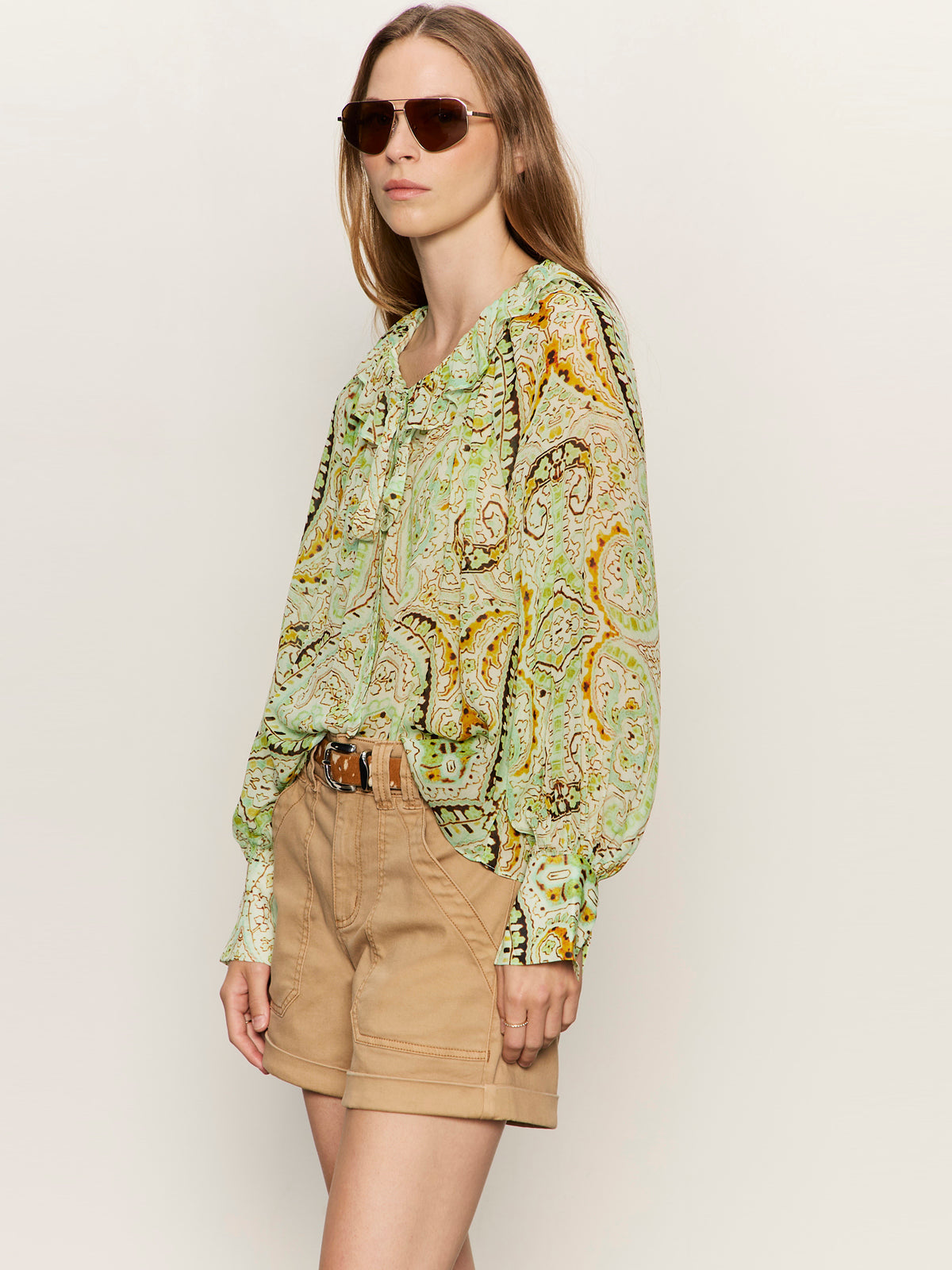 SHEER ELEGANCE VOLUME BLOUSE VERDE BOHEME - Sanctuary Clothing