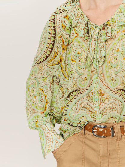 SHEER ELEGANCE VOLUME BLOUSE VERDE BOHEME - Sanctuary Clothing