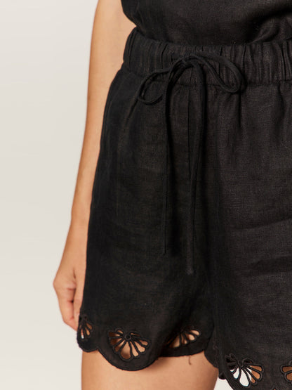 ALMOST THERE LINEN SHORTS BLACK - Sanctuary Clothing