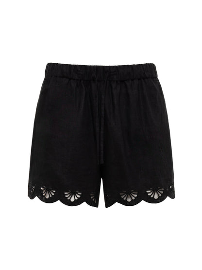 ALMOST THERE LINEN SHORTS BLACK - Sanctuary Clothing