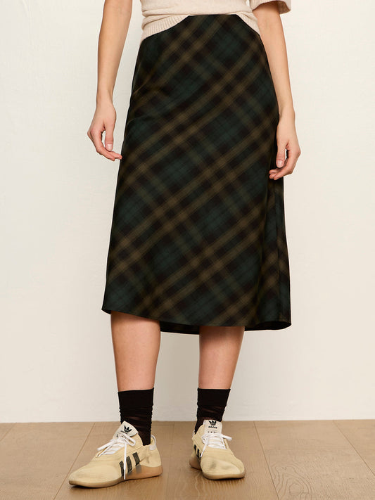 Favorite Plaid Slip Skirt Forest Plaid - Sanctuary Clothing