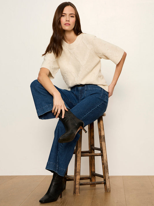 Diamond Stitch Sweater Tee Bone - Sanctuary Clothing