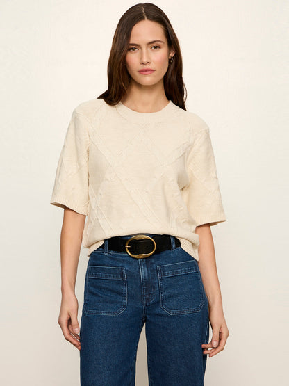 Diamond Stitch Sweater Tee Bone - Sanctuary Clothing