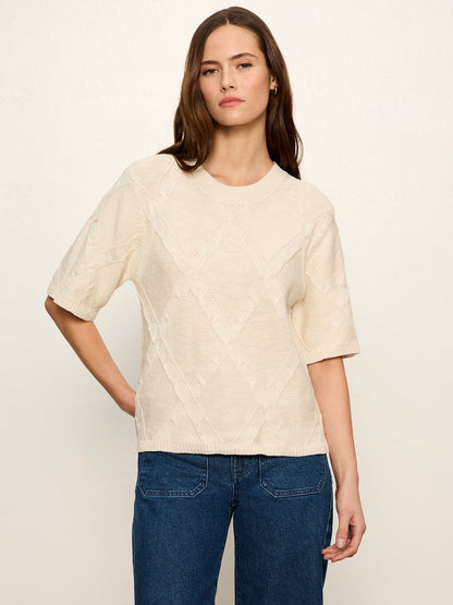 Diamond Stitch Sweater Tee Bone - Sanctuary Clothing