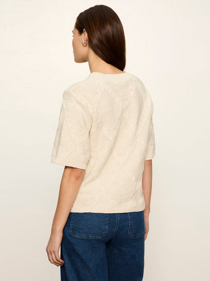 Diamond Stitch Sweater Tee Bone - Sanctuary Clothing