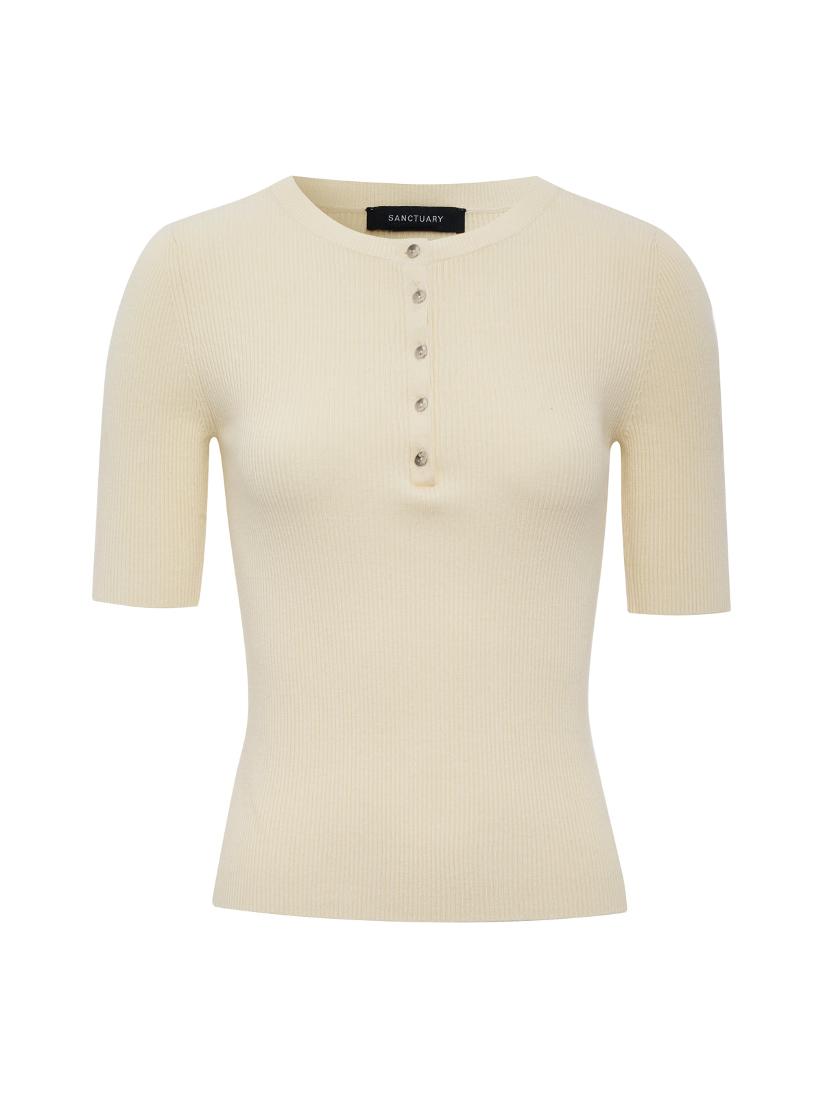Ribbed Henley Tee Bone - Sanctuary Clothing