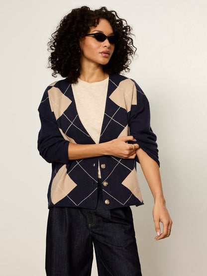 Arden Cardigan Loma Argyle - Sanctuary Clothing