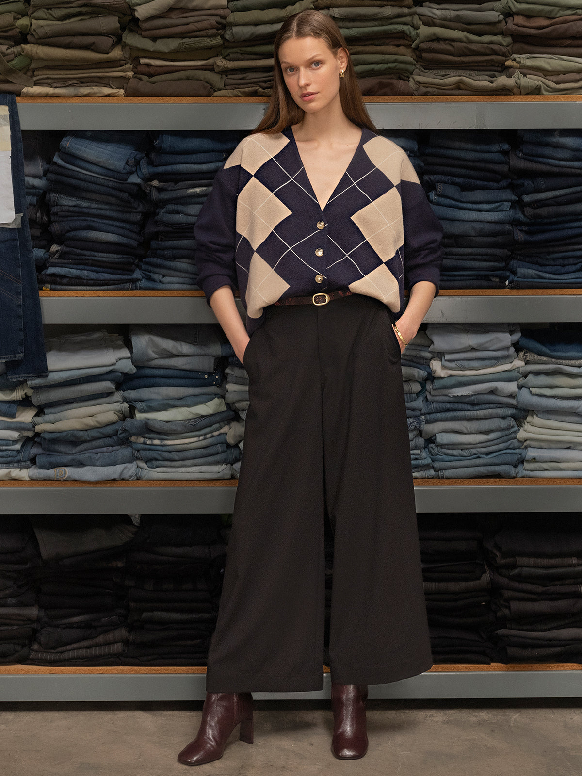 Arden Cardigan Loma Argyle - Sanctuary Clothing
