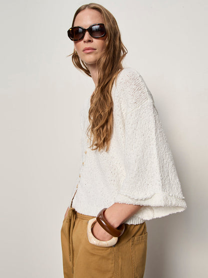I'M YOURS BUTTON FRONT SWEATER CHALK - Sanctuary Clothing