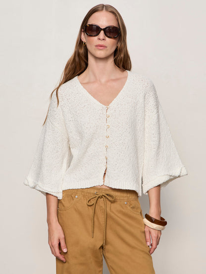 I'M YOURS BUTTON FRONT SWEATER CHALK - Sanctuary Clothing