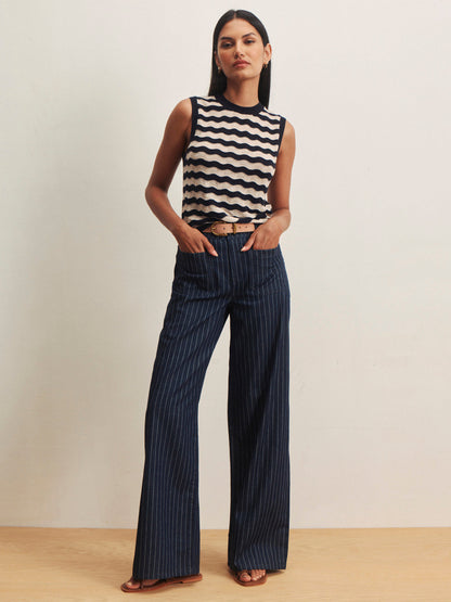 EVERYDAY CHEVRON KNIT SHELL INKSTORM/ DARK OPAL STRIPE - Sanctuary Clothing