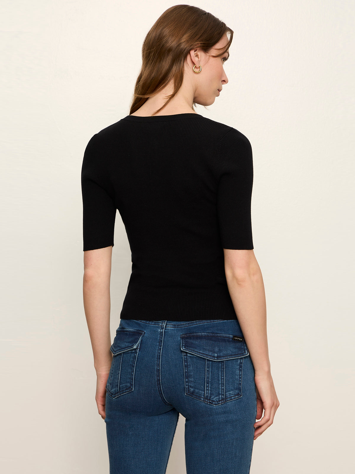 Ribbed Henley Tee Black - Sanctuary Clothing