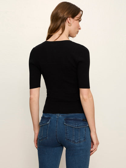 Ribbed Henley Tee Black - Sanctuary Clothing