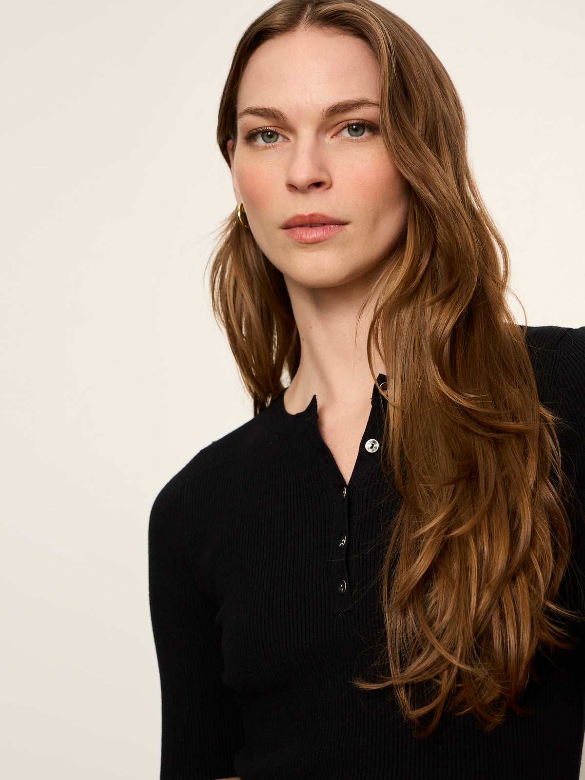 Ribbed Henley Tee Black - Sanctuary Clothing