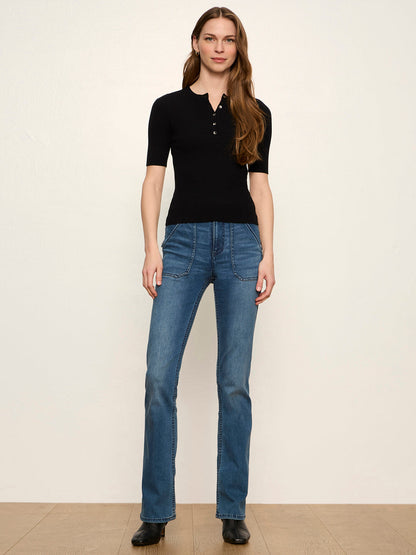 Ribbed Henley Tee Black - Sanctuary Clothing