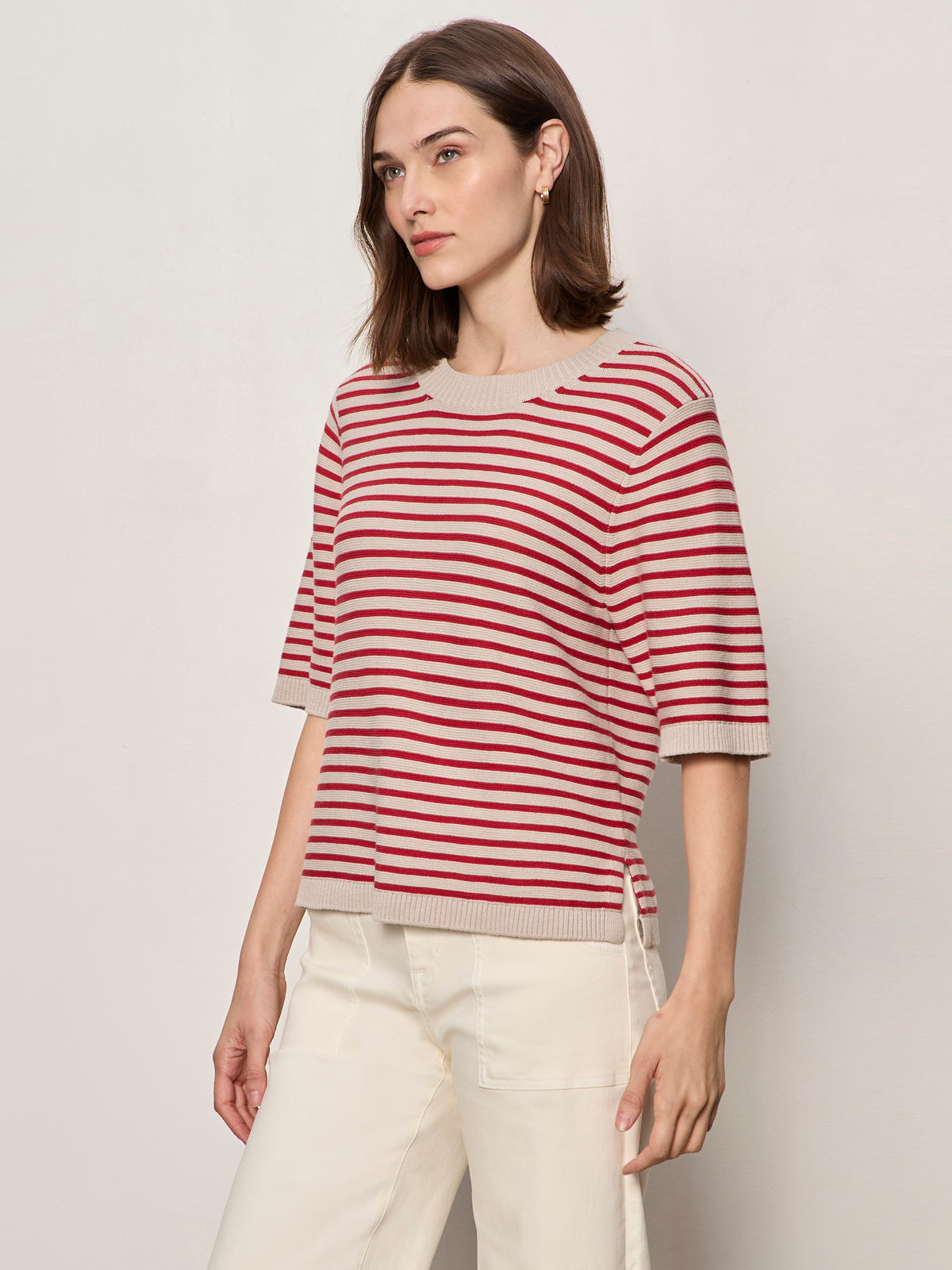 SWEATER TEE OPAL/RASPBERRY STRIPE - Sanctuary Clothing