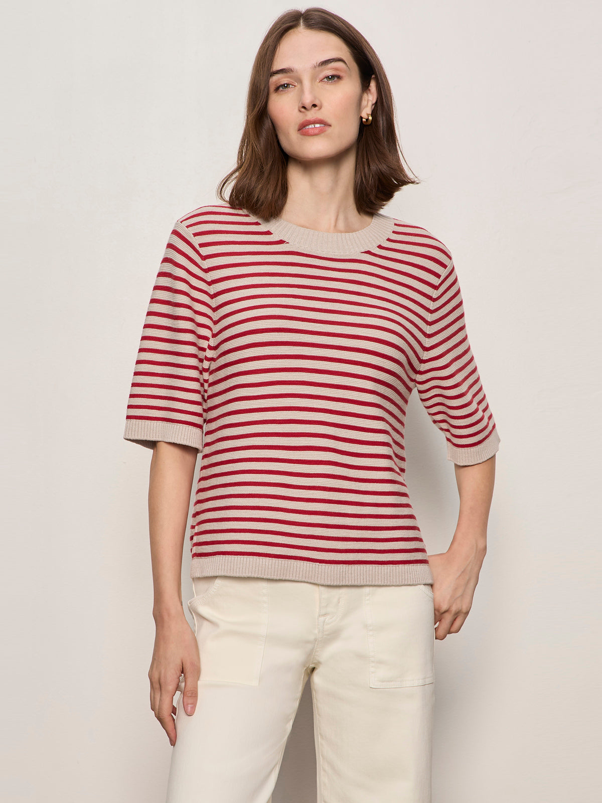 SWEATER TEE OPAL/RASPBERRY STRIPE - Sanctuary Clothing