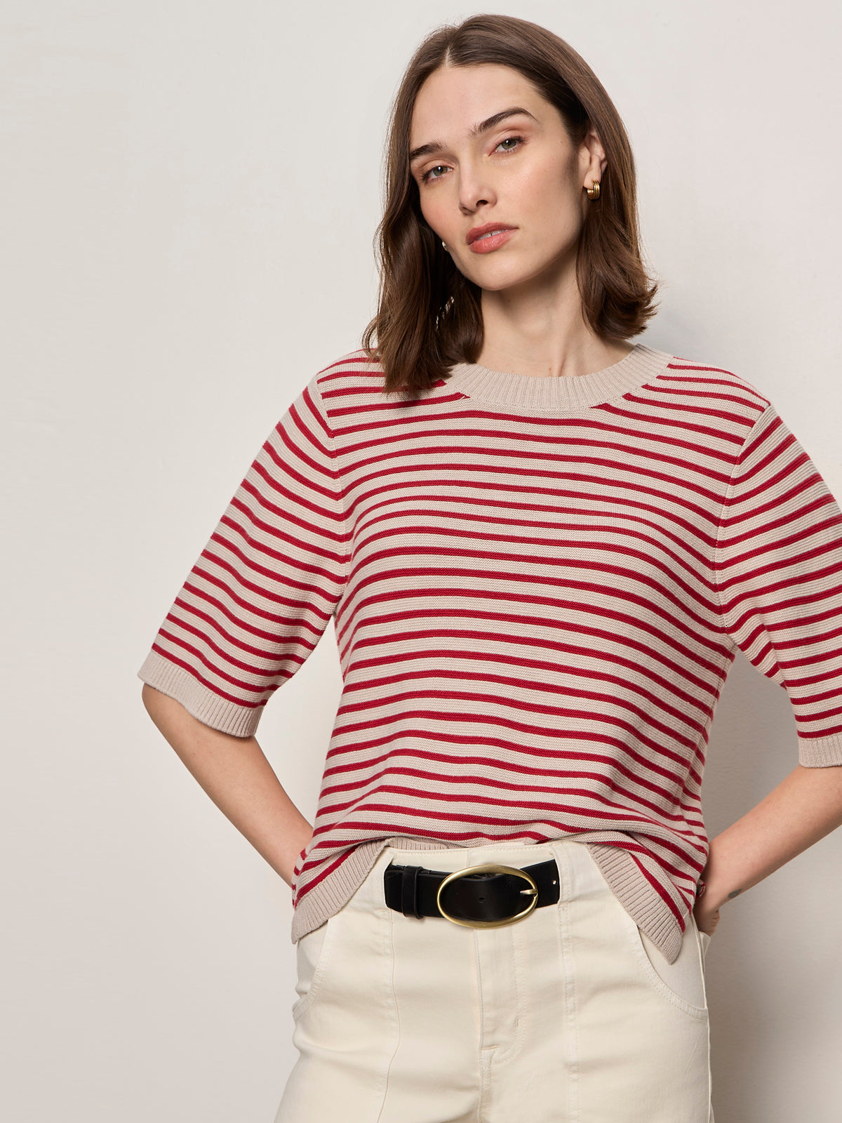 SWEATER TEE OPAL/RASPBERRY STRIPE - Sanctuary Clothing