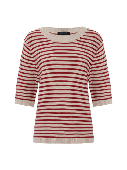 SWEATER TEE OPAL/RASPBERRY STRIPE - Sanctuary Clothing