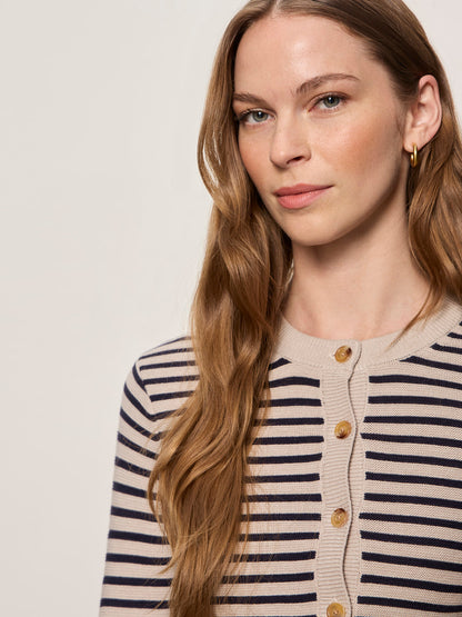 EVERYDAY HENLEY SWEATER DARK OPAL/INKSTORM STRIPE - Sanctuary Clothing