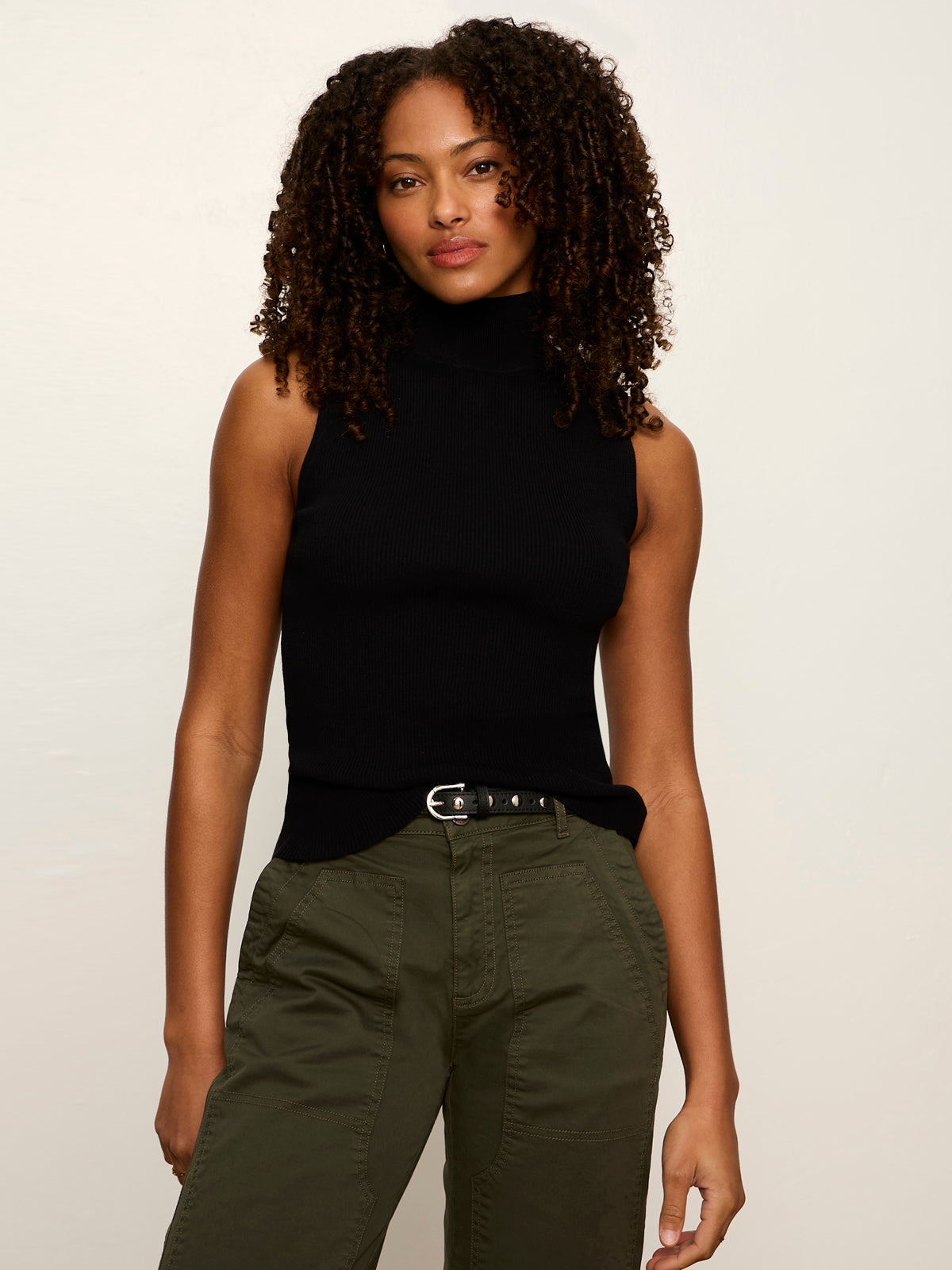 Nova Mock Neck Tank Black - Sanctuary Clothing