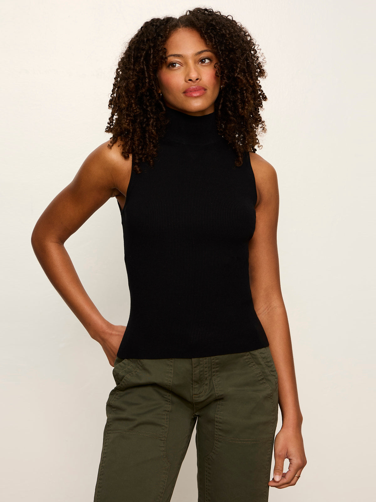 Nova Mock Neck Tank Black - Sanctuary Clothing