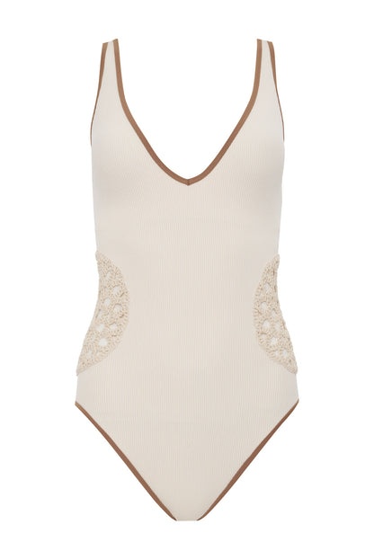 High Leg Scoop Neck One-Piece WHITE SAND - Sanctuary Clothing