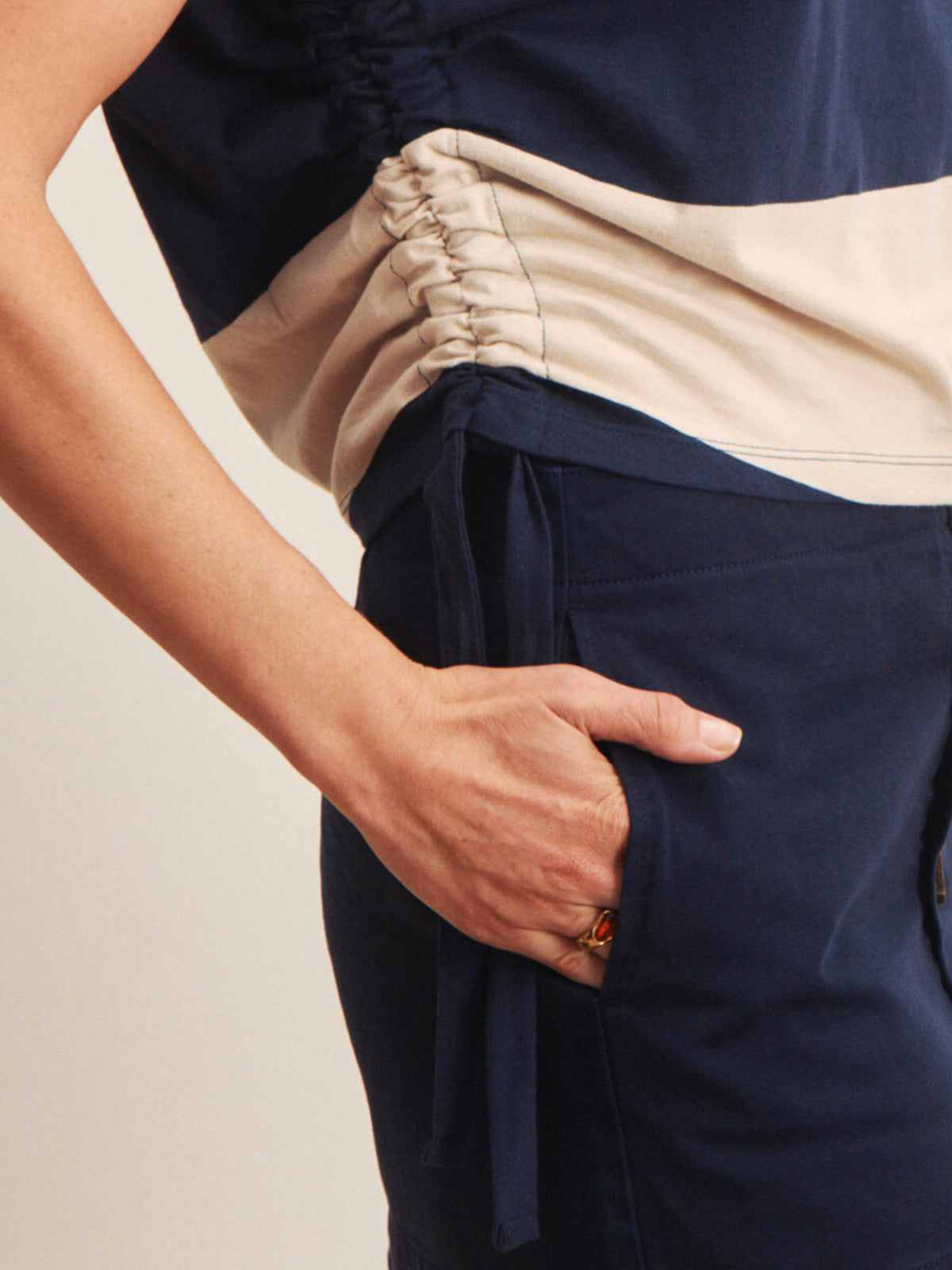 ALL DAY RUCHED TEE NAVY BLAZER/DARK OPAL RUGBY - Sanctuary Clothing