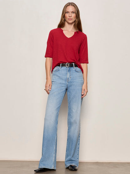 DOLCE NOTCH NECK TEE RED BERRY - Sanctuary Clothing