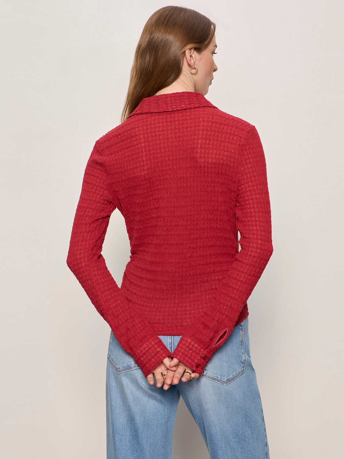 JUNO TEXTURED BUTTON FRONT RED BERRY - Sanctuary Clothing