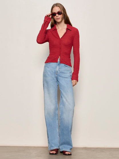 JUNO TEXTURED BUTTON FRONT RED BERRY - Sanctuary Clothing