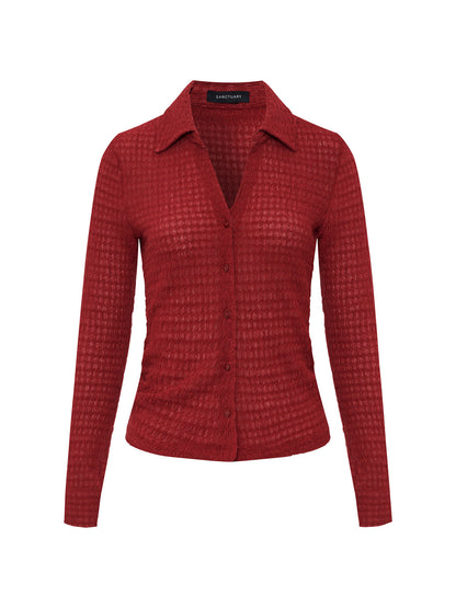 JUNO TEXTURED BUTTON FRONT RED BERRY - Sanctuary Clothing