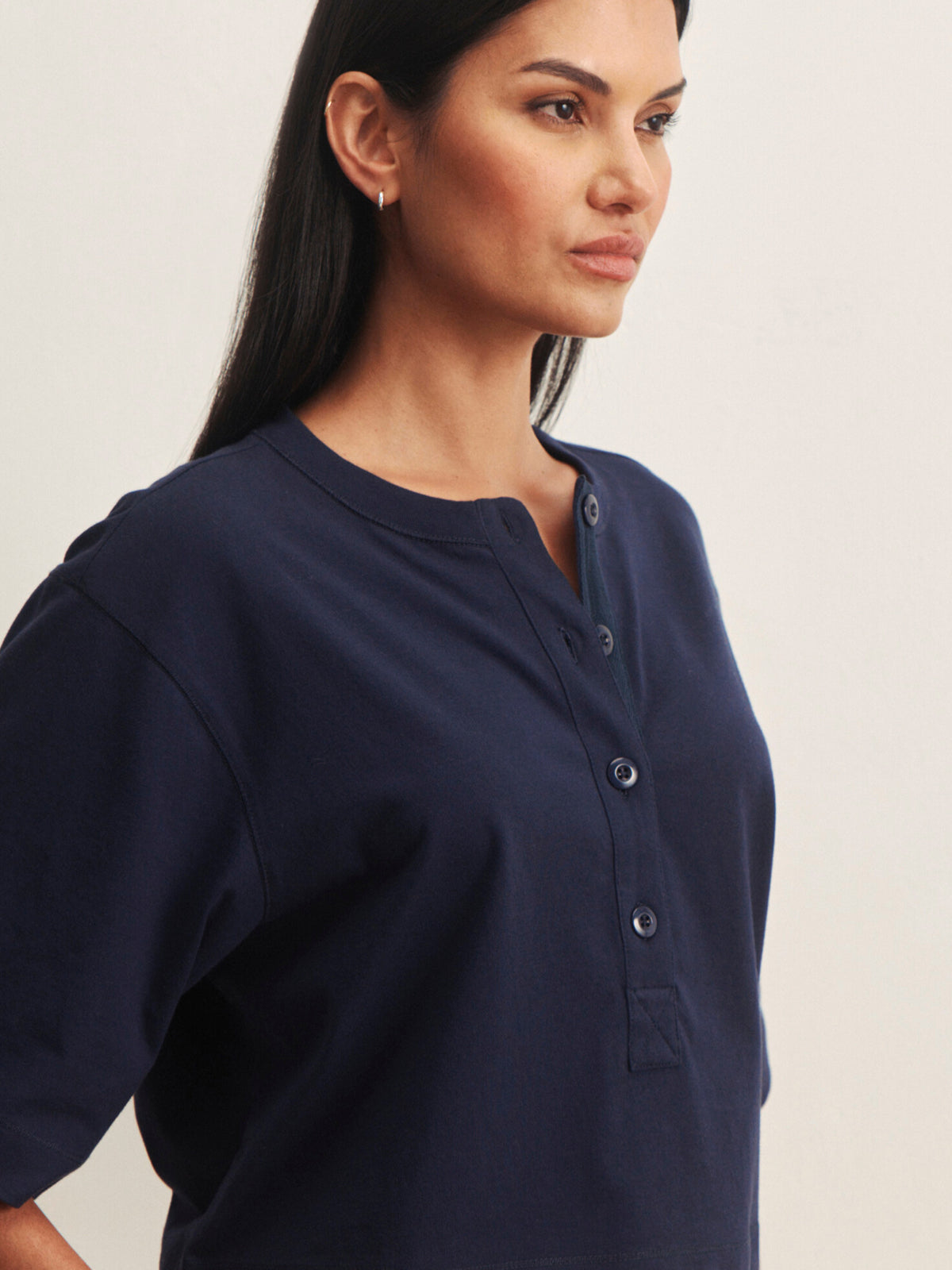 FREYA PLACKET TEE NAVY BLAZER - Sanctuary Clothing