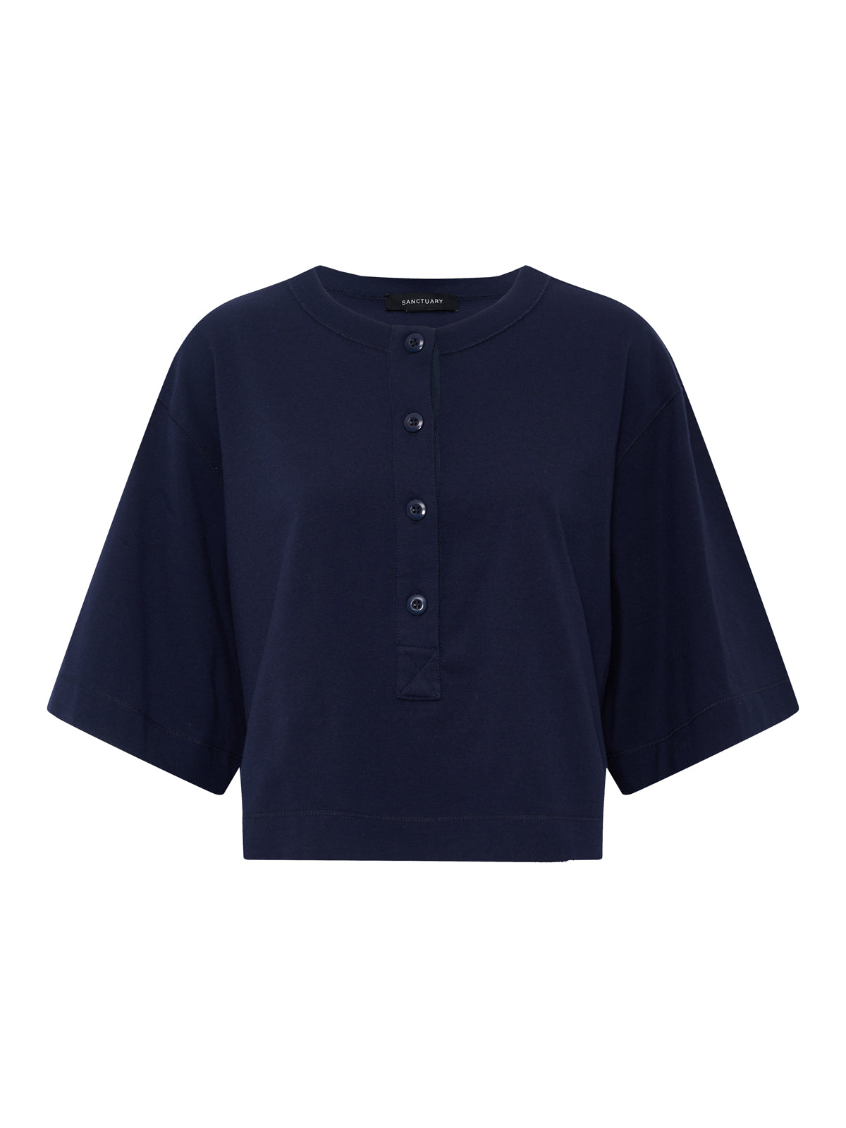 FREYA PLACKET TEE NAVY BLAZER - Sanctuary Clothing