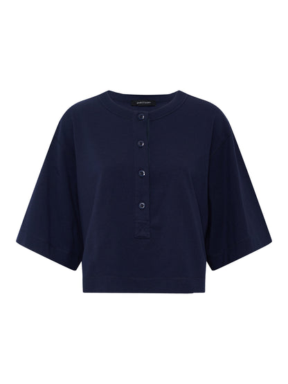 FREYA PLACKET TEE NAVY BLAZER - Sanctuary Clothing