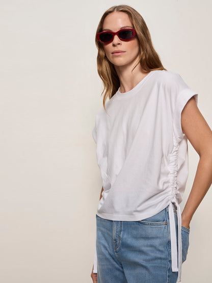 ALL DAY RUCHED TEE WHITE - Sanctuary Clothing