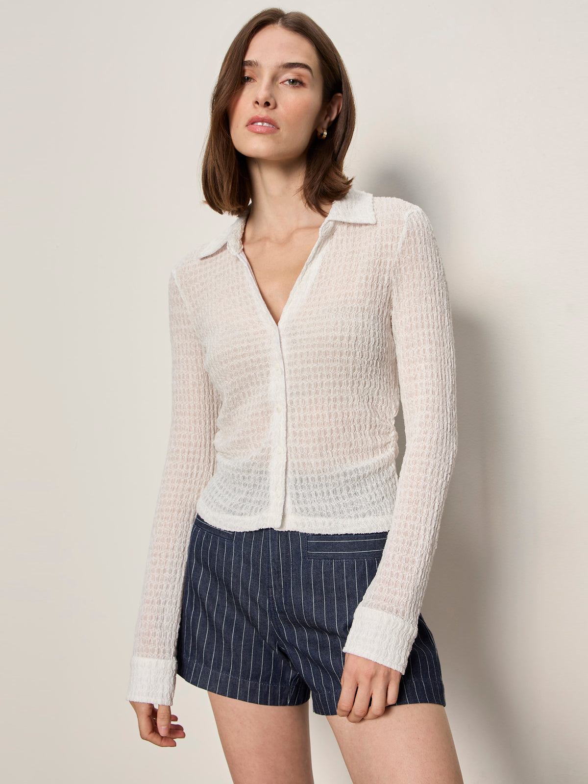 JUNO TEXTURED BUTTON FRONT CHALK - Sanctuary Clothing