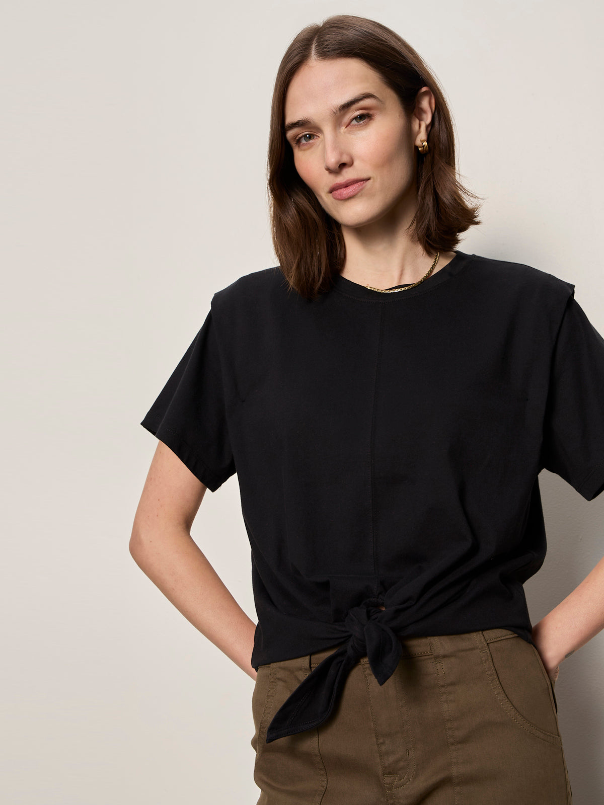 GOOD TO GO TIE FRONT TEE BLACK - Sanctuary Clothing